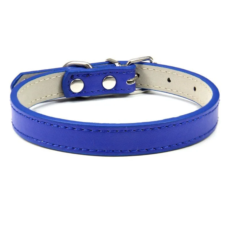 Pet PU leather collar in beige Napa pattern with wire buckle, available in multiple colours and sizes XXS to XL