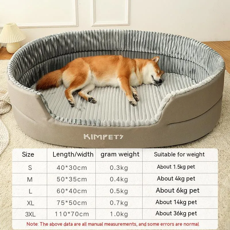 Washable double-sided pet kennel with PP cotton cushion in gray, coffee, and green for dogs and cats