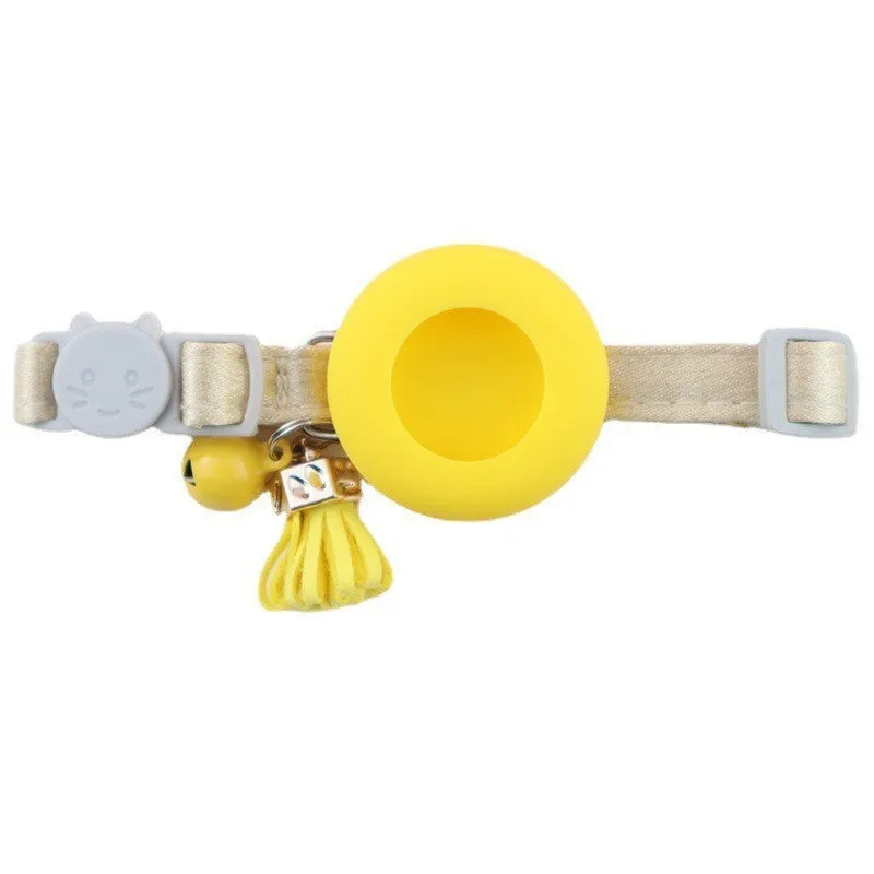 GPS collar silicone holster pet collar bell in monochrome polyester with protective shell, available in multiple colours