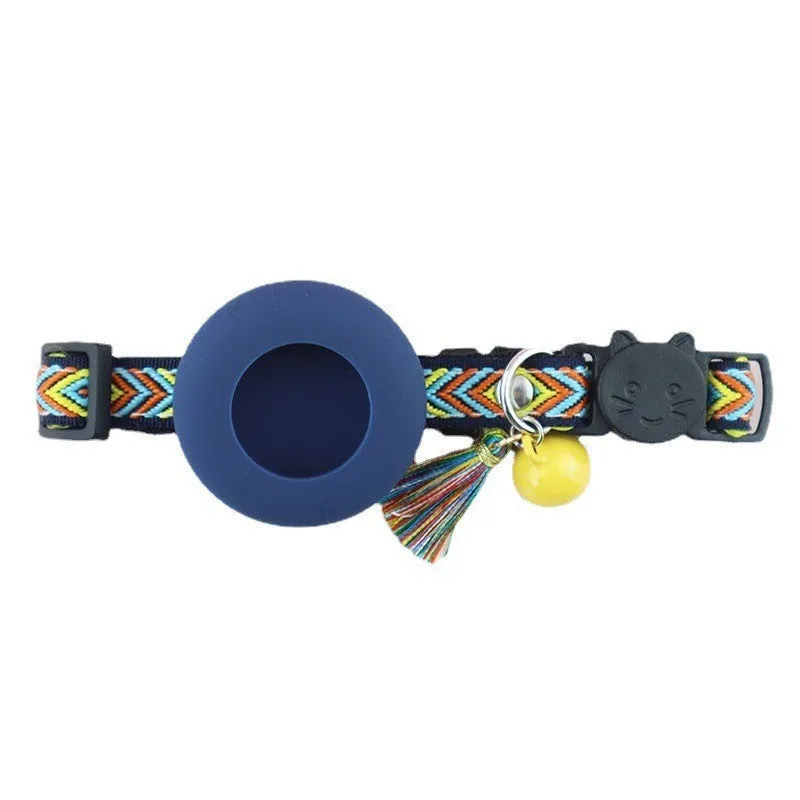 GPS collar silicone holster pet collar bell in monochrome polyester with protective shell, available in multiple colours