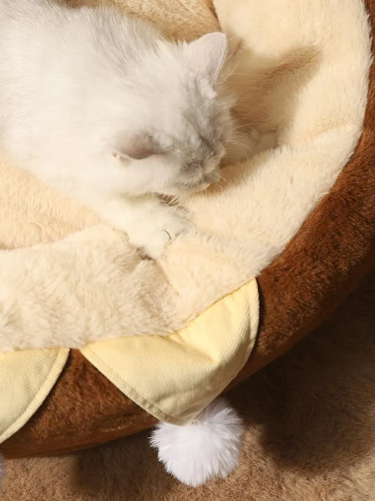 Cat nest winter pet bed medium three flowers hug warm deep sleep nest polyester PP cotton