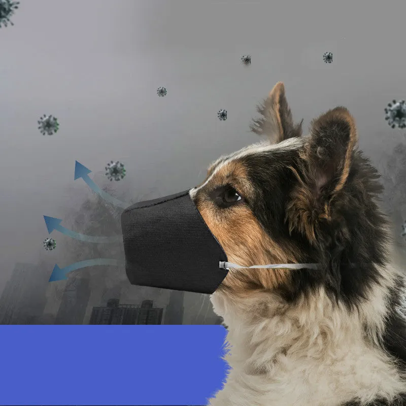 Cloth pet mouth cover in size M for dogs, adjustable straps, neutral colour, for outdoor use