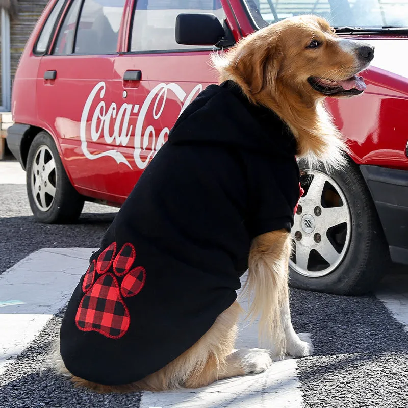 Black plaid polyester dog sweater for autumn and winter, Europe and America style, available in multiple sizes from XS to 5XL
