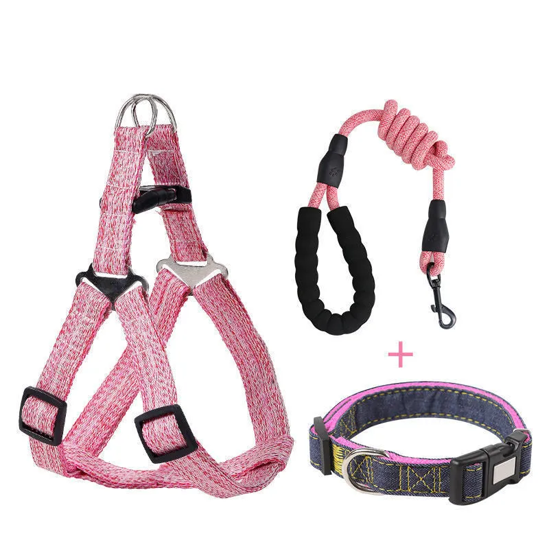 Pet Parkway explosion-proof retractable dog traction rope with chest back in blue for small to extra large dogs