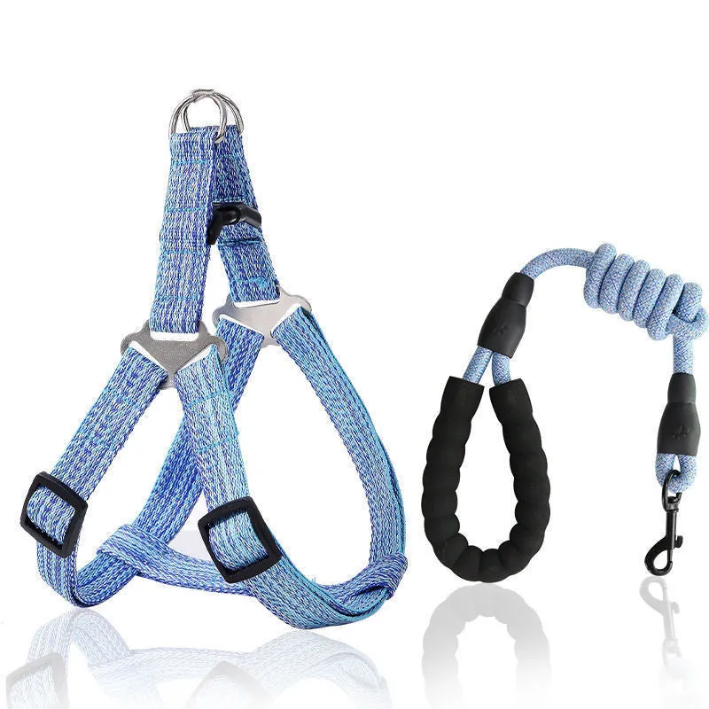 Pet Parkway explosion-proof retractable dog traction rope with chest back in blue for small to extra large dogs