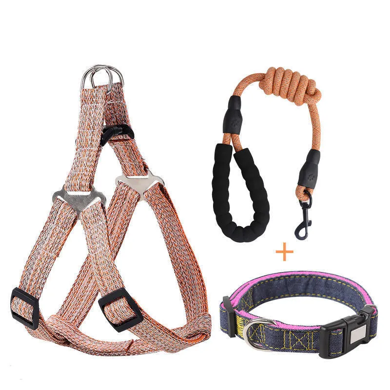 Pet Parkway explosion-proof retractable dog traction rope with chest back in blue for small to extra large dogs