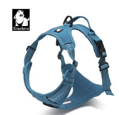 Truelove padded reflective nylon dog harness with front and back clips, orange colour