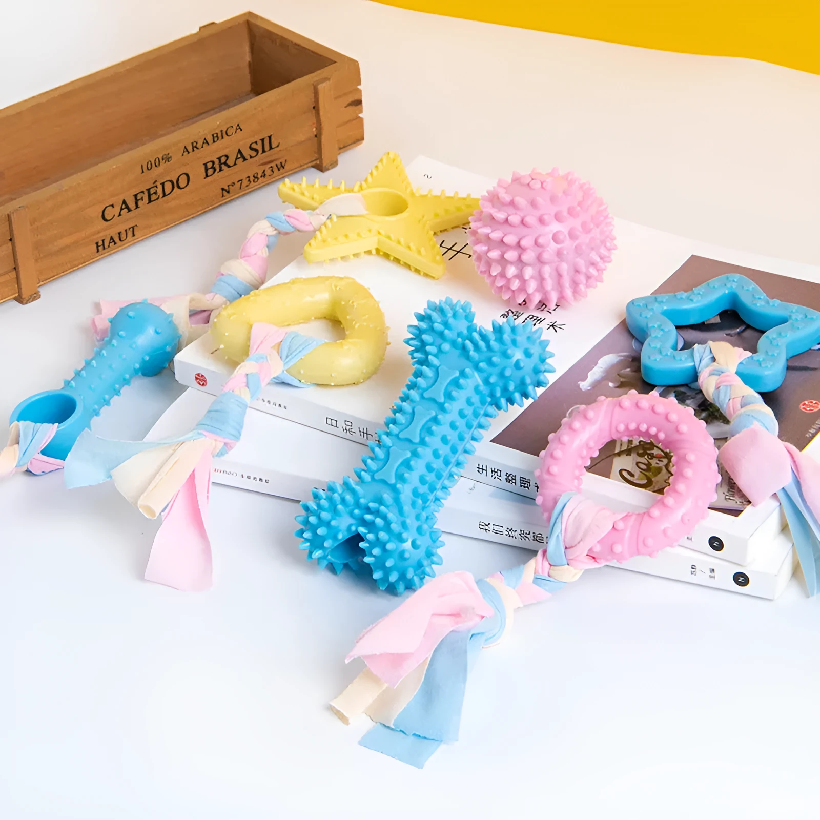 Colourful TPR knot pet toy with soft spines for dogs and cats