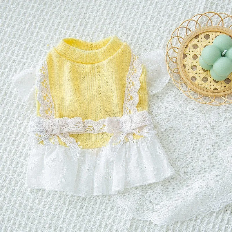 Cute mesh strawberry strap dog dress in pink strawberry colour, sweat cloth material