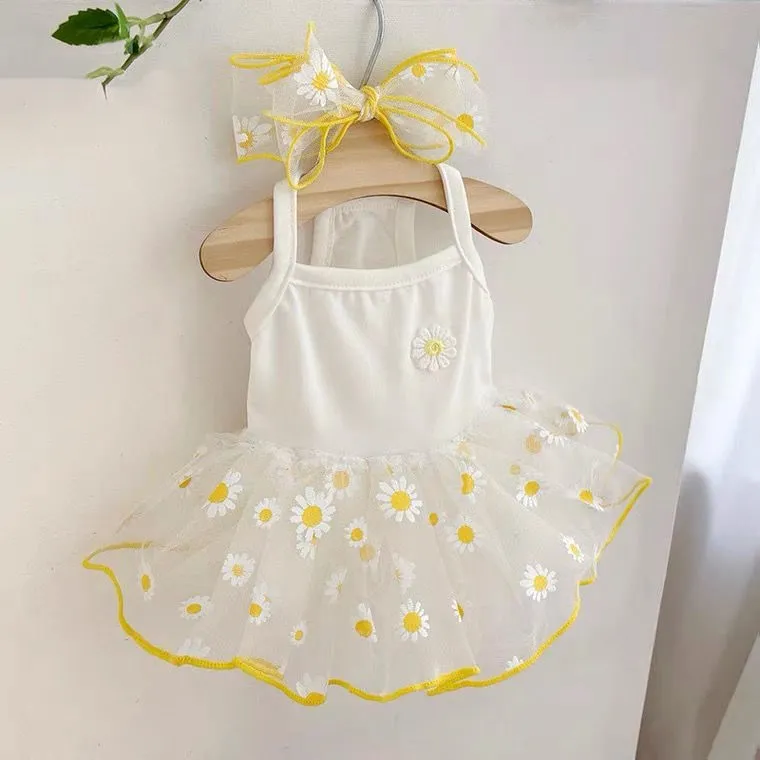 Cute mesh strawberry strap dog dress in pink strawberry colour, sweat cloth material