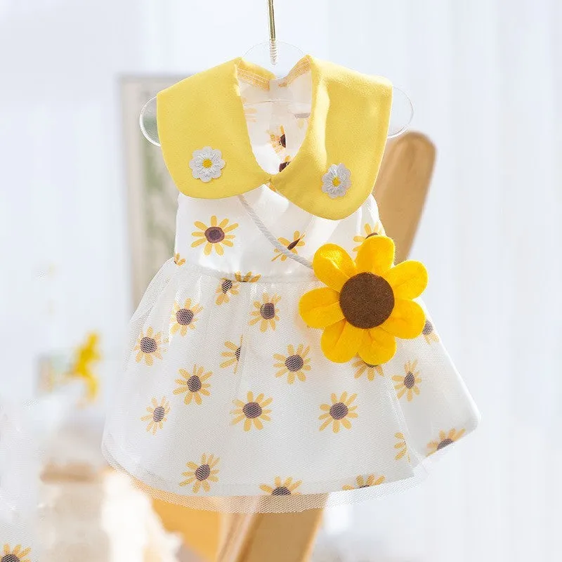 Cute mesh strawberry strap dog dress in pink strawberry colour, sweat cloth material