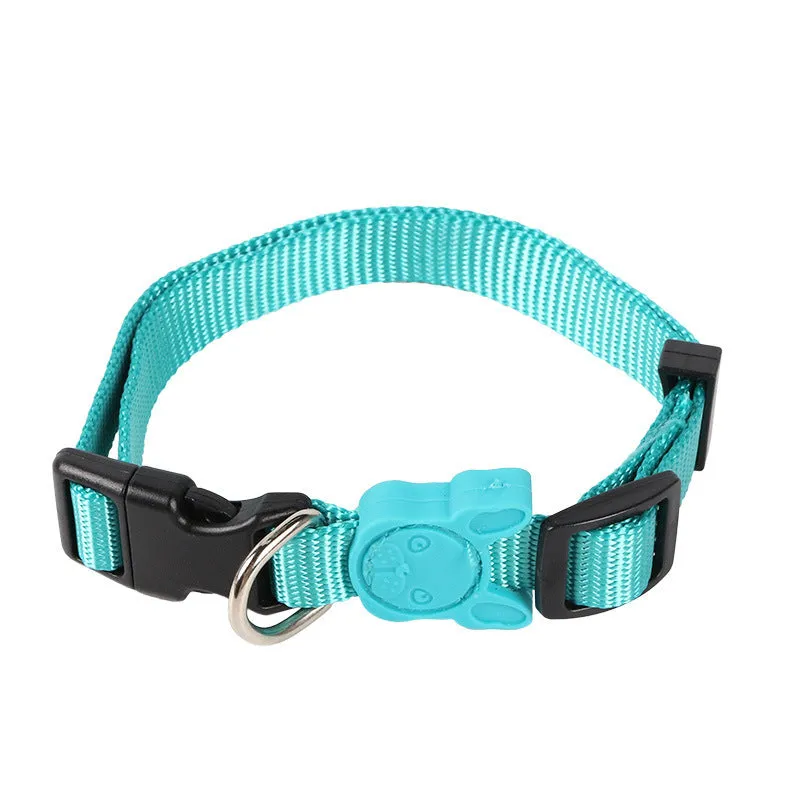 Nylon dog collar and retractable leash set in 8 colours and 4 sizes for small and large dogs