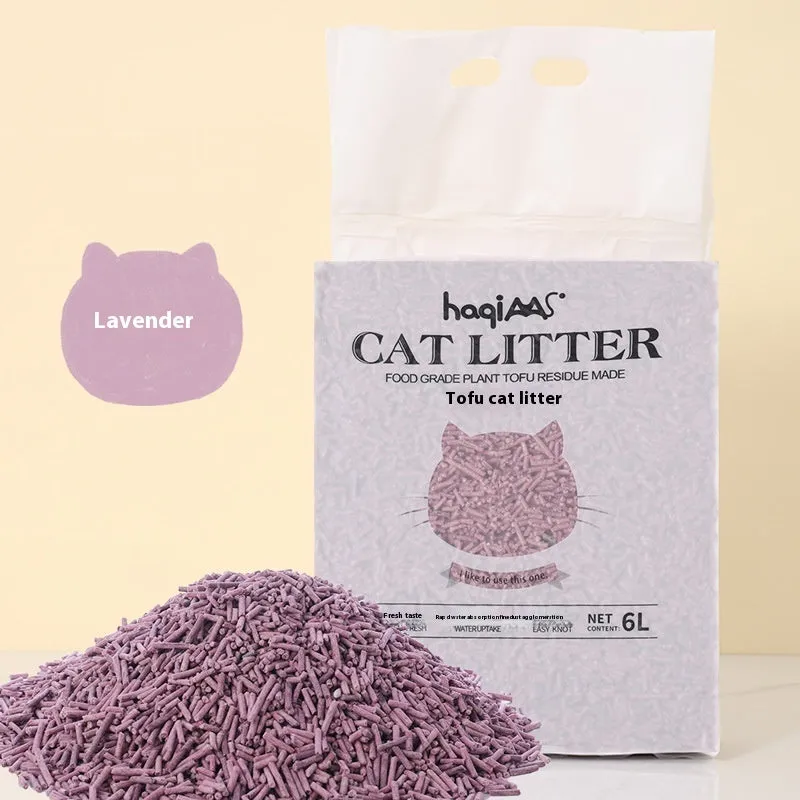 Original Tofu Cat Litter 6L Green Tea scent in a bag with green leaf design, plant-based clumping cat litter