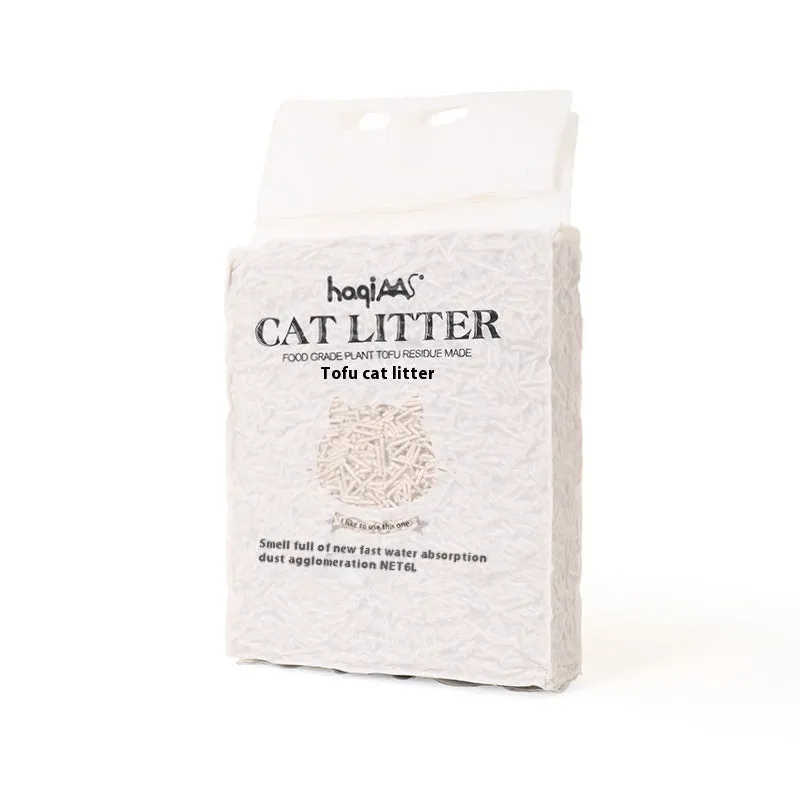Original Tofu Cat Litter 6L Green Tea scent in a bag with green leaf design, plant-based clumping cat litter