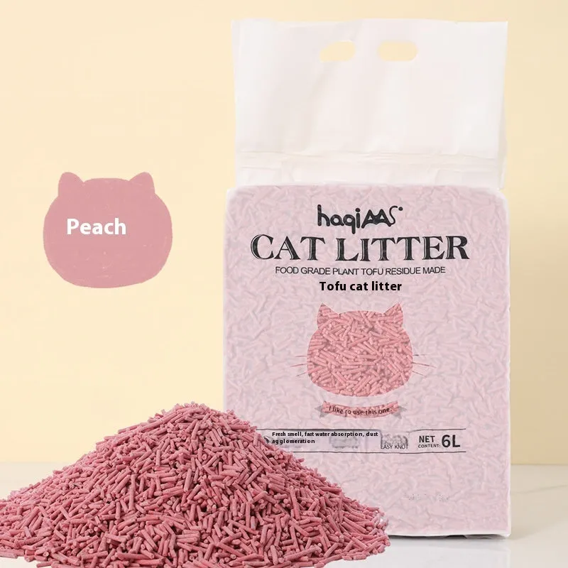 Original Tofu Cat Litter 6L Green Tea scent in a bag with green leaf design, plant-based clumping cat litter