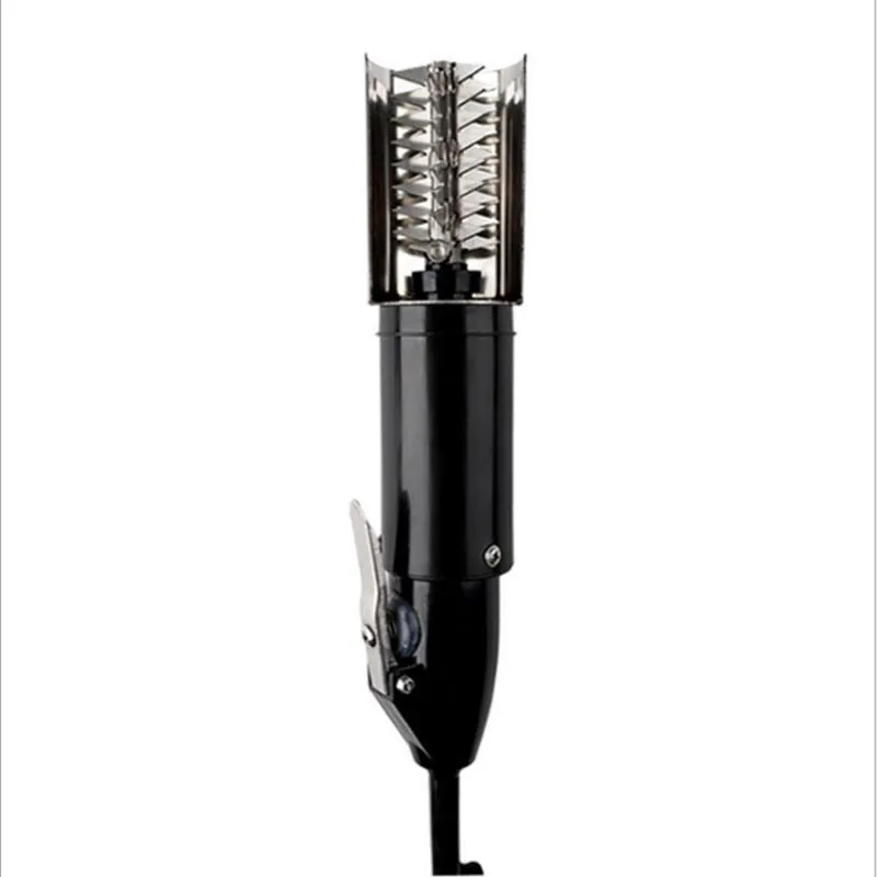 Black electric fish scale scraper with plastic shell and alloy parts, 7000 r/min descaling tool on a table