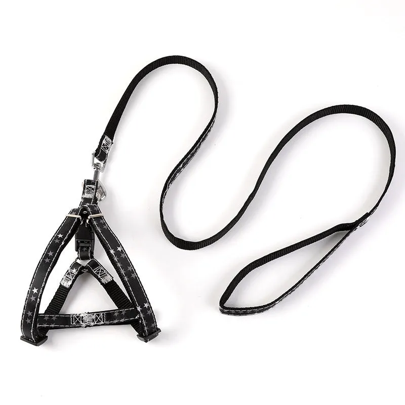 Cowboy dog leash, nylon print pattern, adjustable, for small dogs, black and colourful options