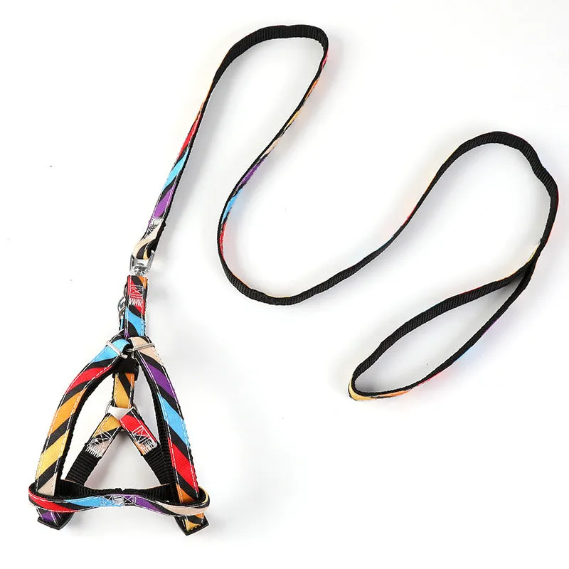 Cowboy dog leash, nylon print pattern, adjustable, for small dogs, black and colourful options