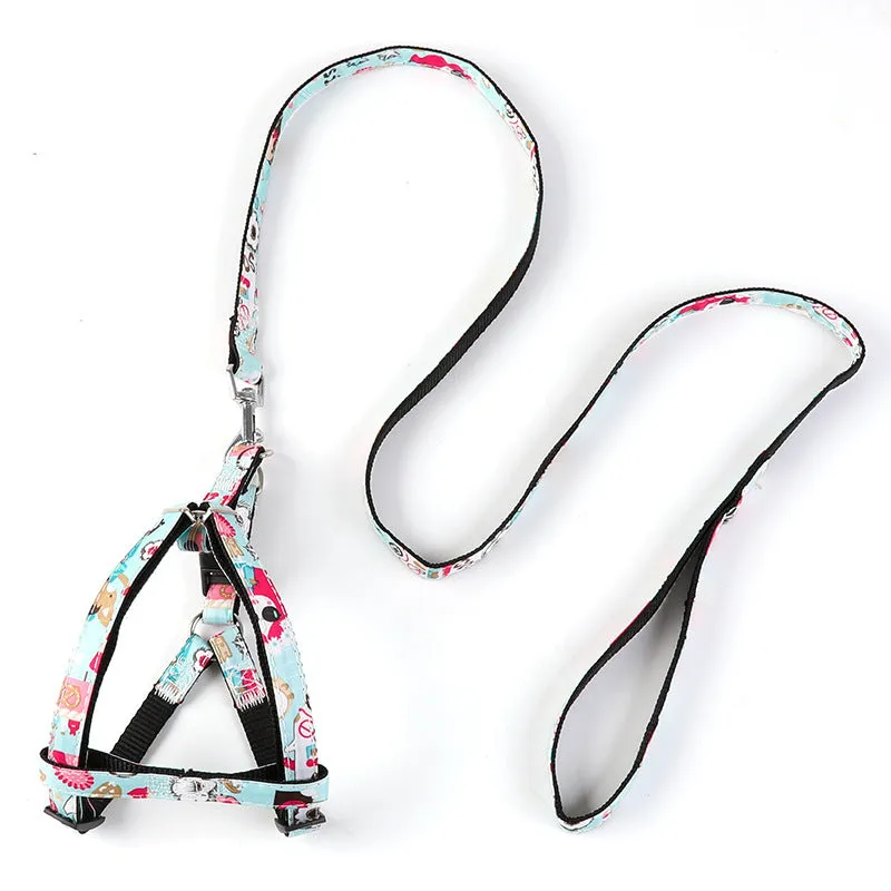 Cowboy dog leash, nylon print pattern, adjustable, for small dogs, black and colourful options