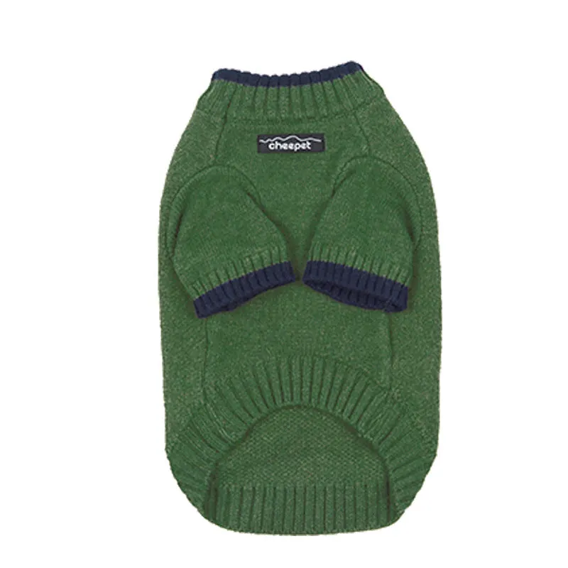 British style pet sweater with contrast colour two-leg design in wool blend material