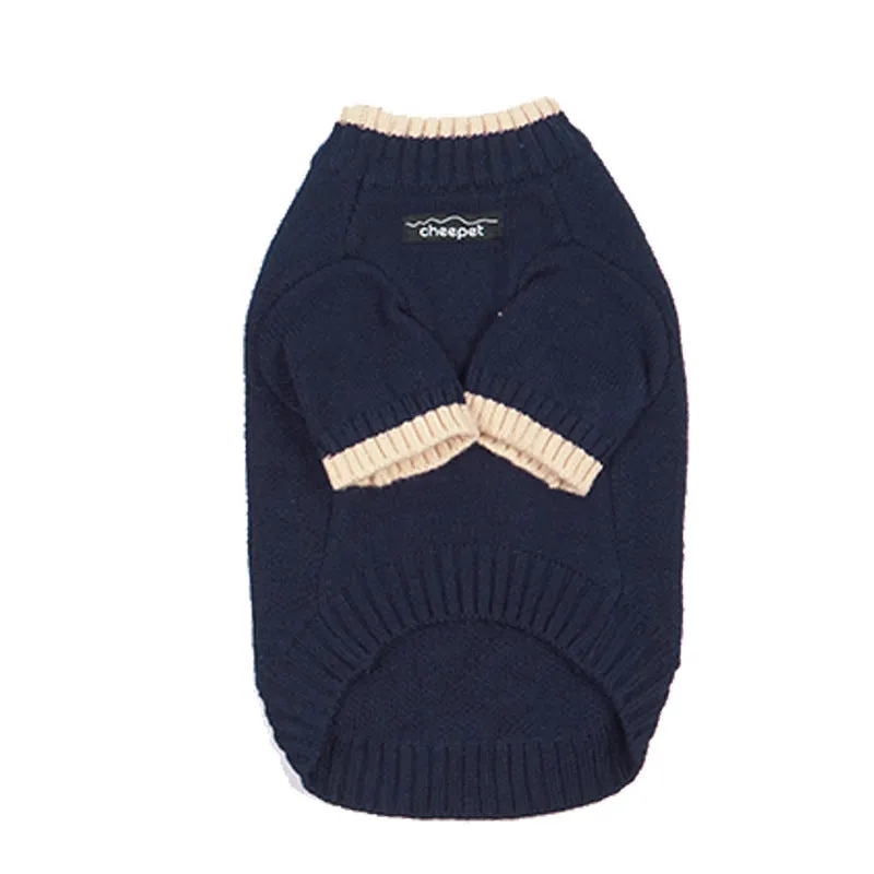 British style pet sweater with contrast colour two-leg design in wool blend material