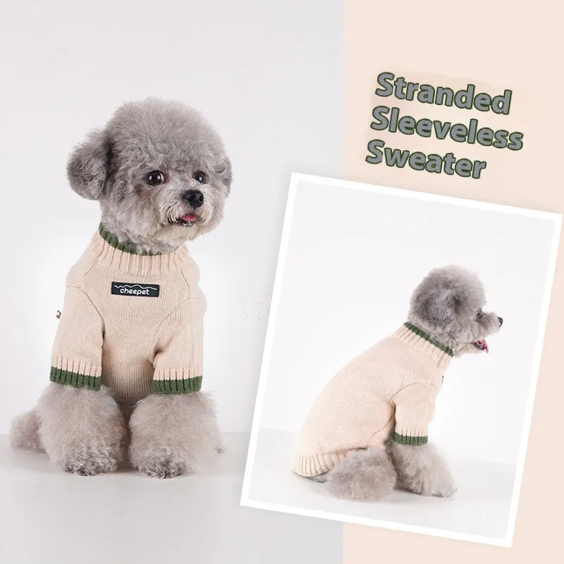 British style pet sweater with contrast colour two-leg design in wool blend material