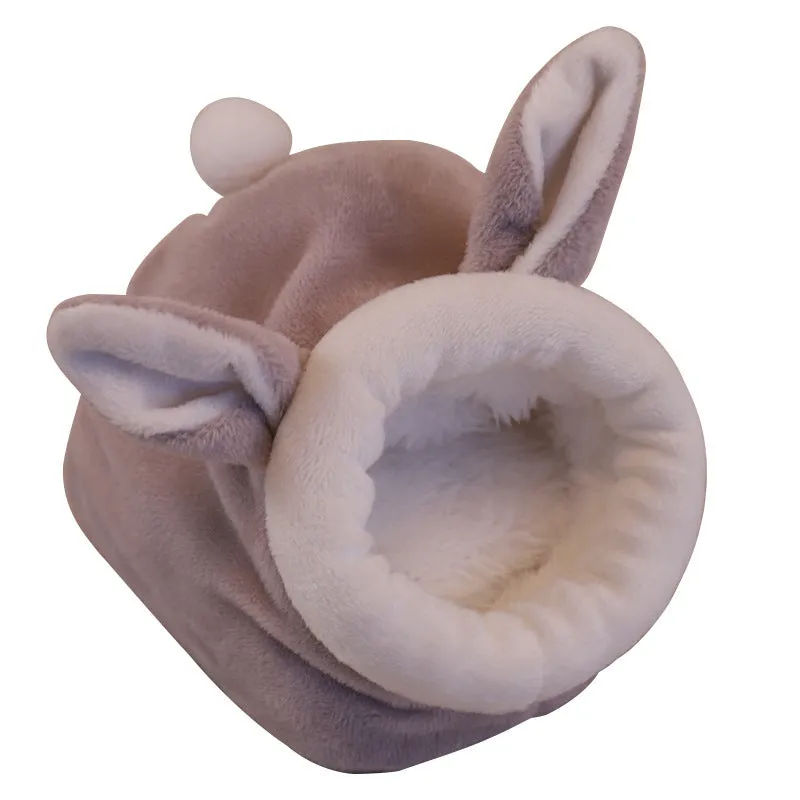 Flannel pet cartoon cage small animal nest for hamsters, S size, gray rabbit colour, Arctic Velvet lining