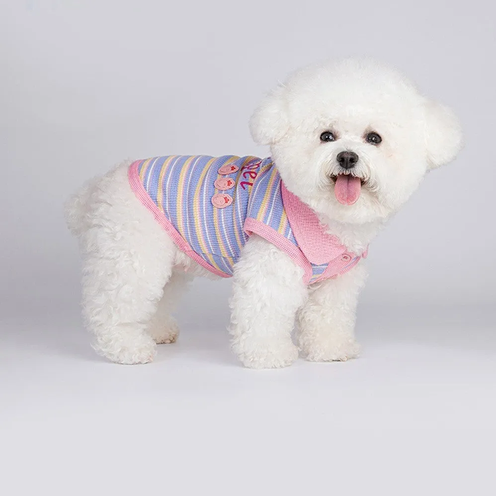 Pink purple lightweight vest for a small dog or cat, shown as autumn pet clothing.