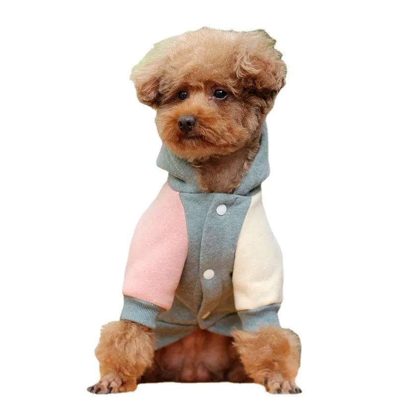 Brown cotton pet sweatshirt on a dog, showing casual fit and soft material.