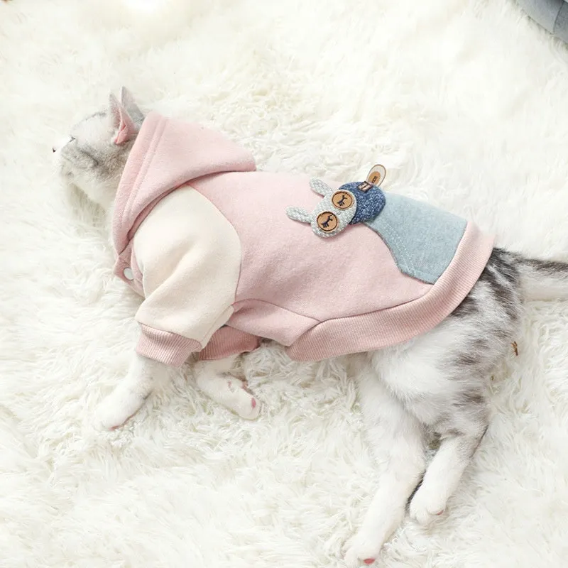 Brown cotton pet sweatshirt on a dog, showing casual fit and soft material.