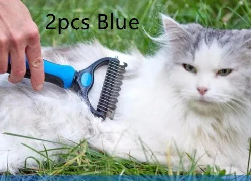 Stainless steel rake comb with round edge for dog and cat grooming, large 18x7.5cm size