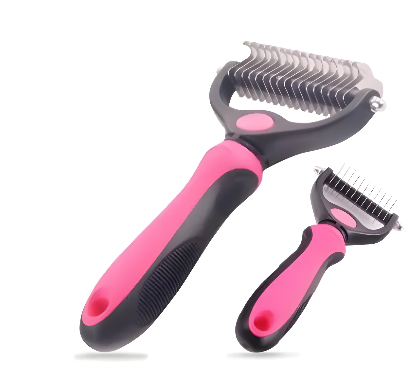 Stainless steel rake comb with round edge for dog and cat grooming, large 18x7.5cm size