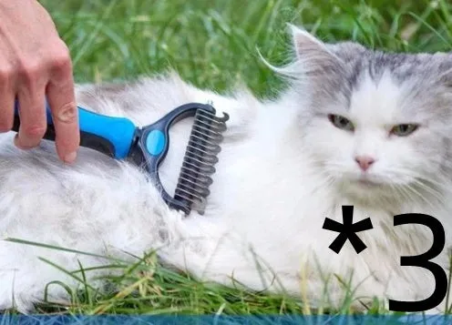 Stainless steel rake comb with round edge for dog and cat grooming, large 18x7.5cm size