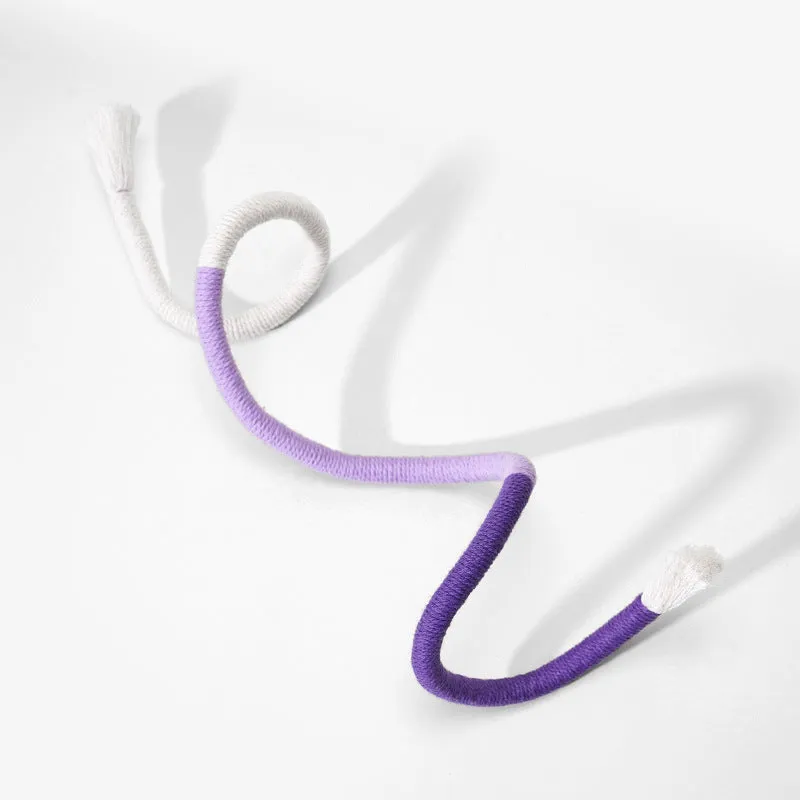 Solid colour cotton thread cat toy bite rope with catnip in purple, orange, pink, or green