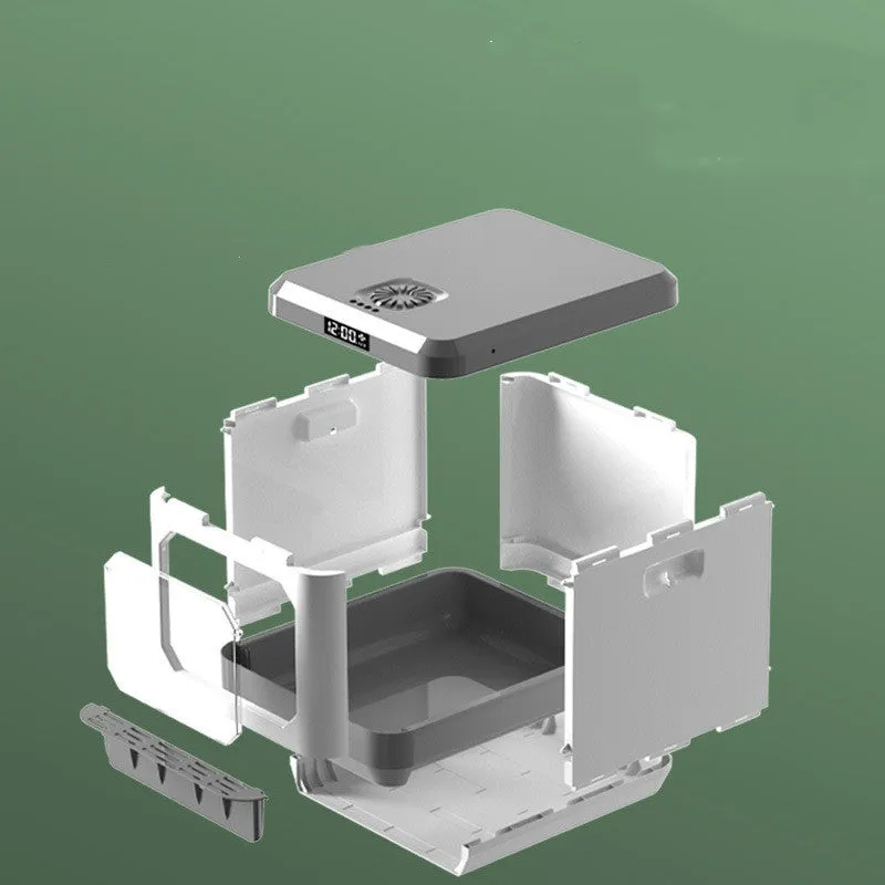 Fully enclosed cat litter basin drawer type in picture colour, 48x40x42cm, ABS plastic with plasma disinfection