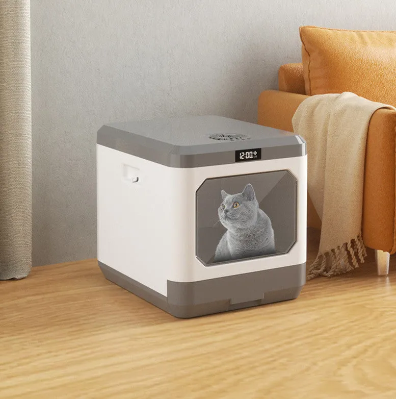 Fully enclosed cat litter basin drawer type in picture colour, 48x40x42cm, ABS plastic with plasma disinfection