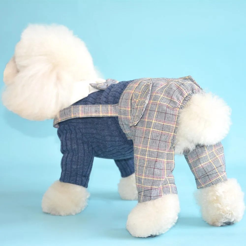 Cotton button-up dog shirt in dark blue or orange available in five sizes