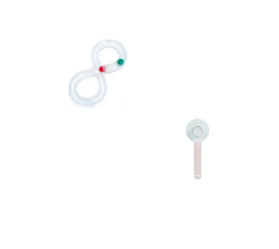 Cat toy turntable with a ball on a circular track, white and blue plastic, 50cm wide, for interactive play
