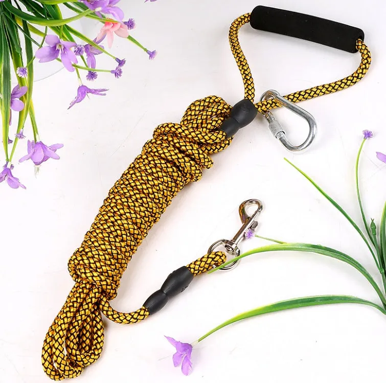 Nylon dog tracking rope in blue with brake handle and 5 metre length option