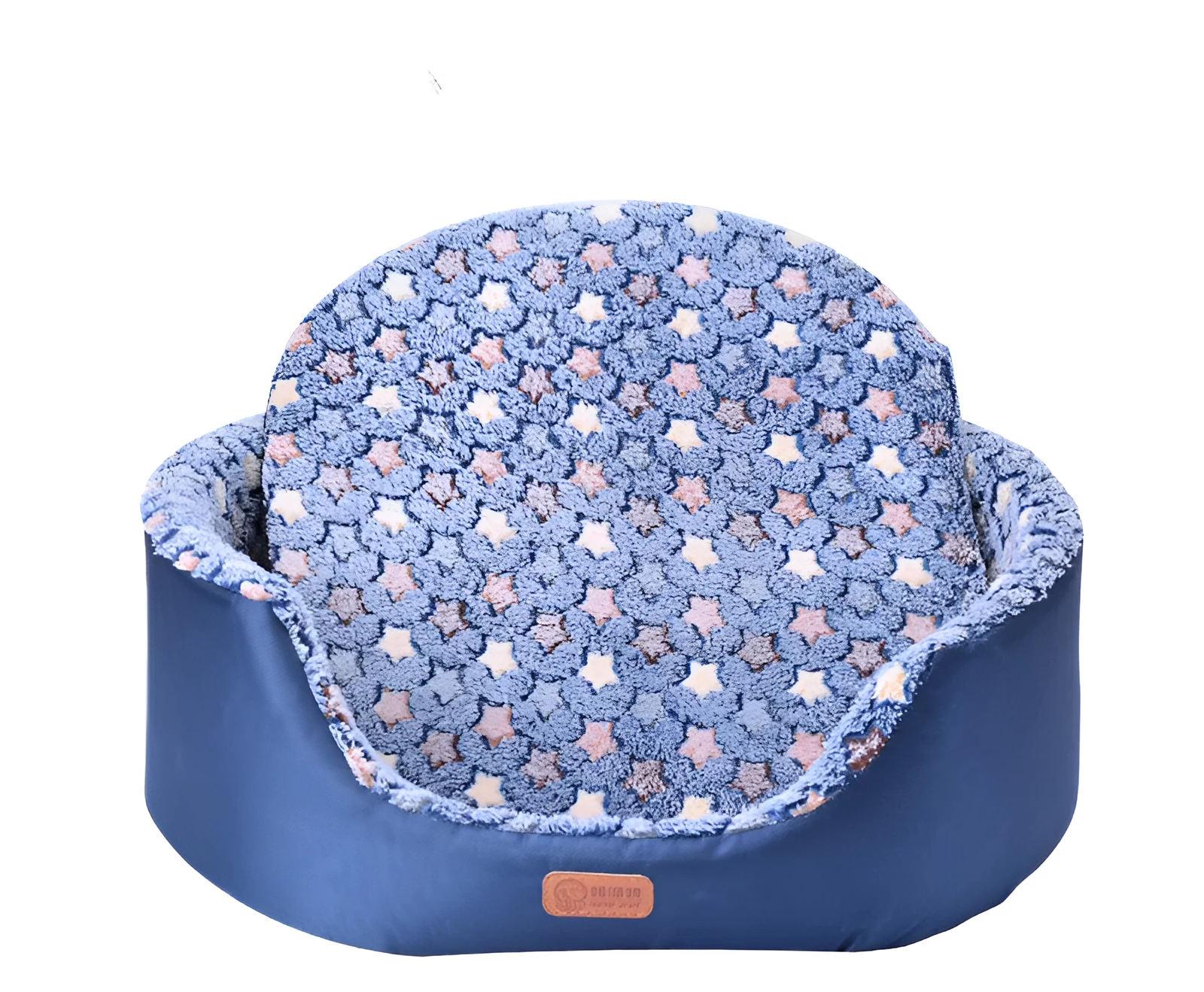Sponge oval fossa pet bed pad with Oxford cloth jacket in navy, for small dogs and cats up to 25kg