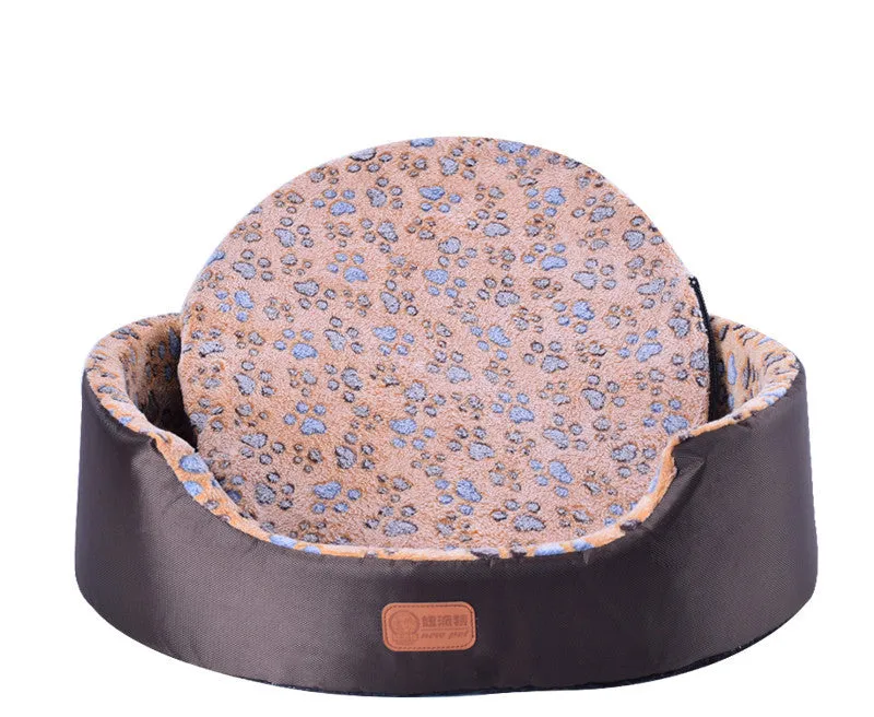 Sponge oval fossa pet bed pad with Oxford cloth jacket in navy, for small dogs and cats up to 25kg