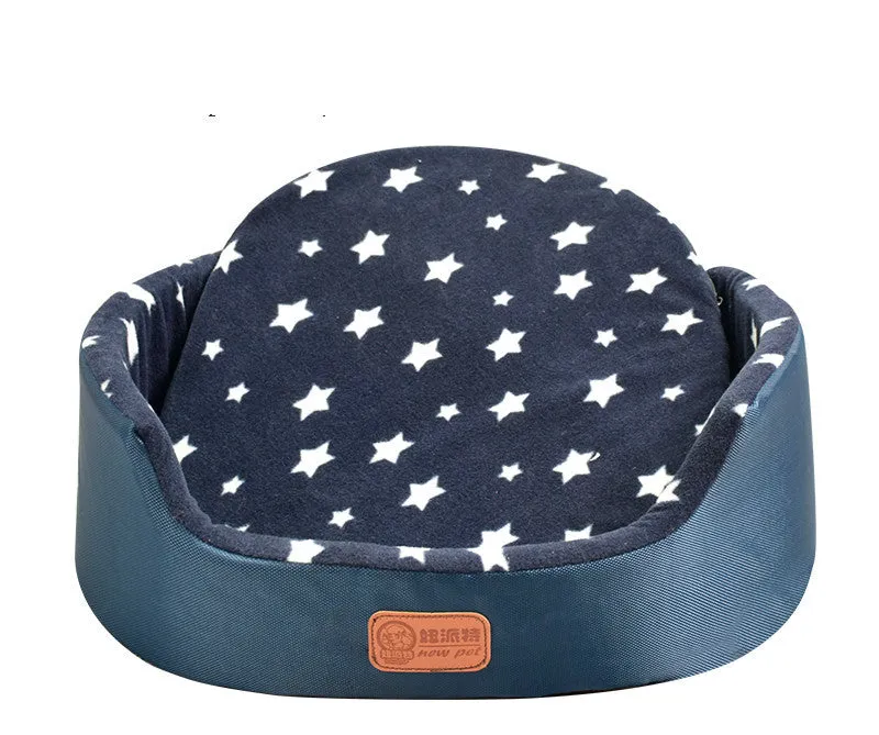 Sponge oval fossa pet bed pad with Oxford cloth jacket in navy, for small dogs and cats up to 25kg