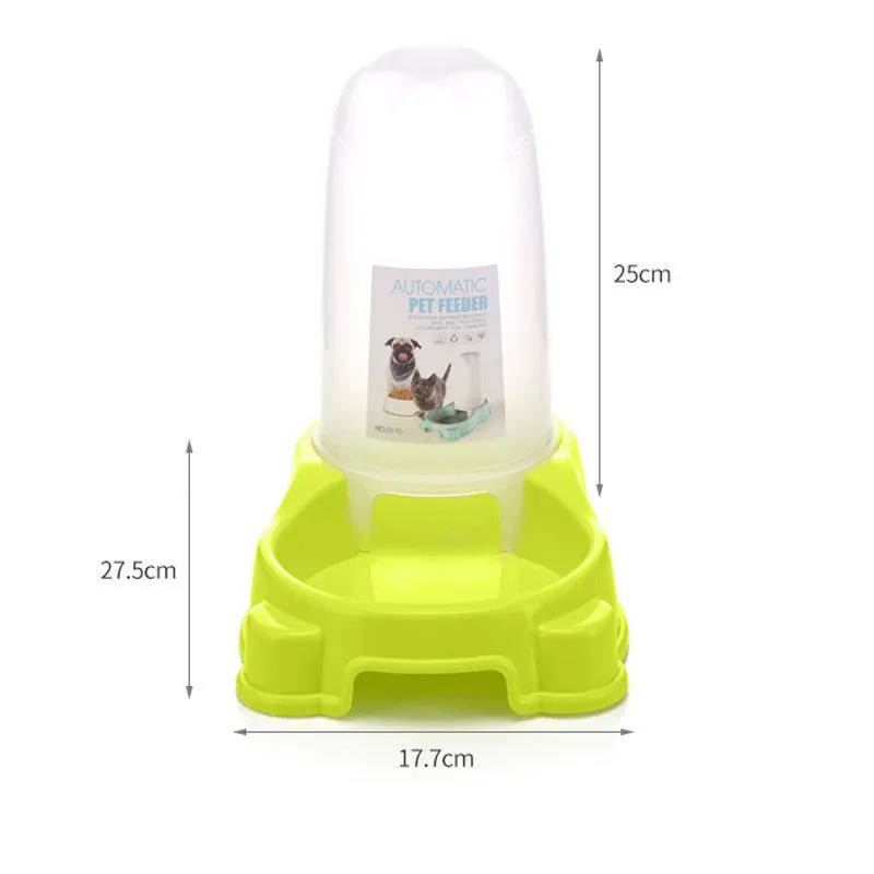 Pet automatic dual compartment food and water dispenser bowl in new PP material, 27.5x17.7cm, blue colour with separate sections