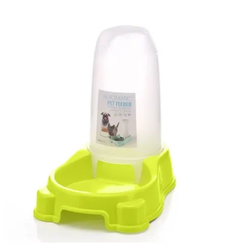 Pet automatic dual compartment food and water dispenser bowl in new PP material, 27.5x17.7cm, blue colour with separate sections