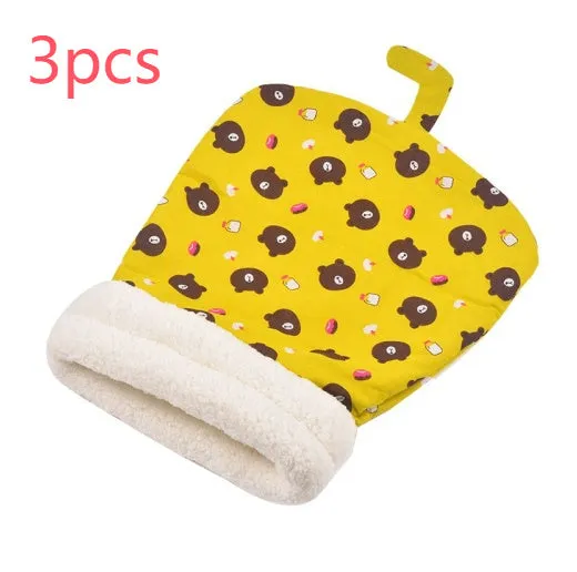 Lambswool thickened pocketable cat nest 55x45cm in green with white inner lining for small dogs