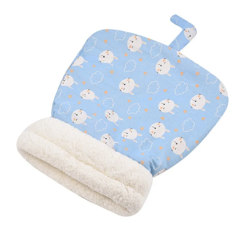 Lambswool thickened pocketable cat nest 55x45cm in green with white inner lining for small dogs