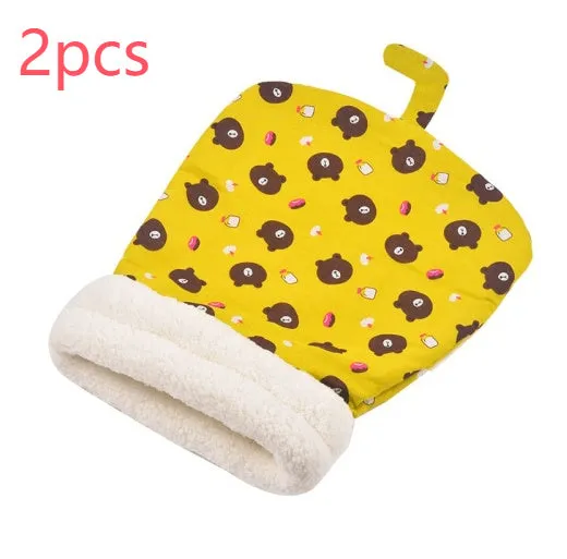 Lambswool thickened pocketable cat nest 55x45cm in green with white inner lining for small dogs