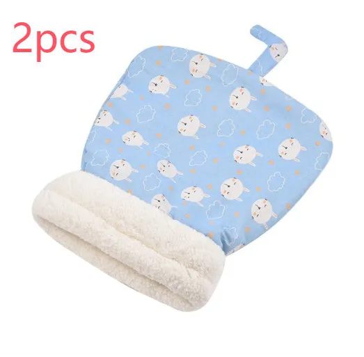 Lambswool thickened pocketable cat nest 55x45cm in green with white inner lining for small dogs