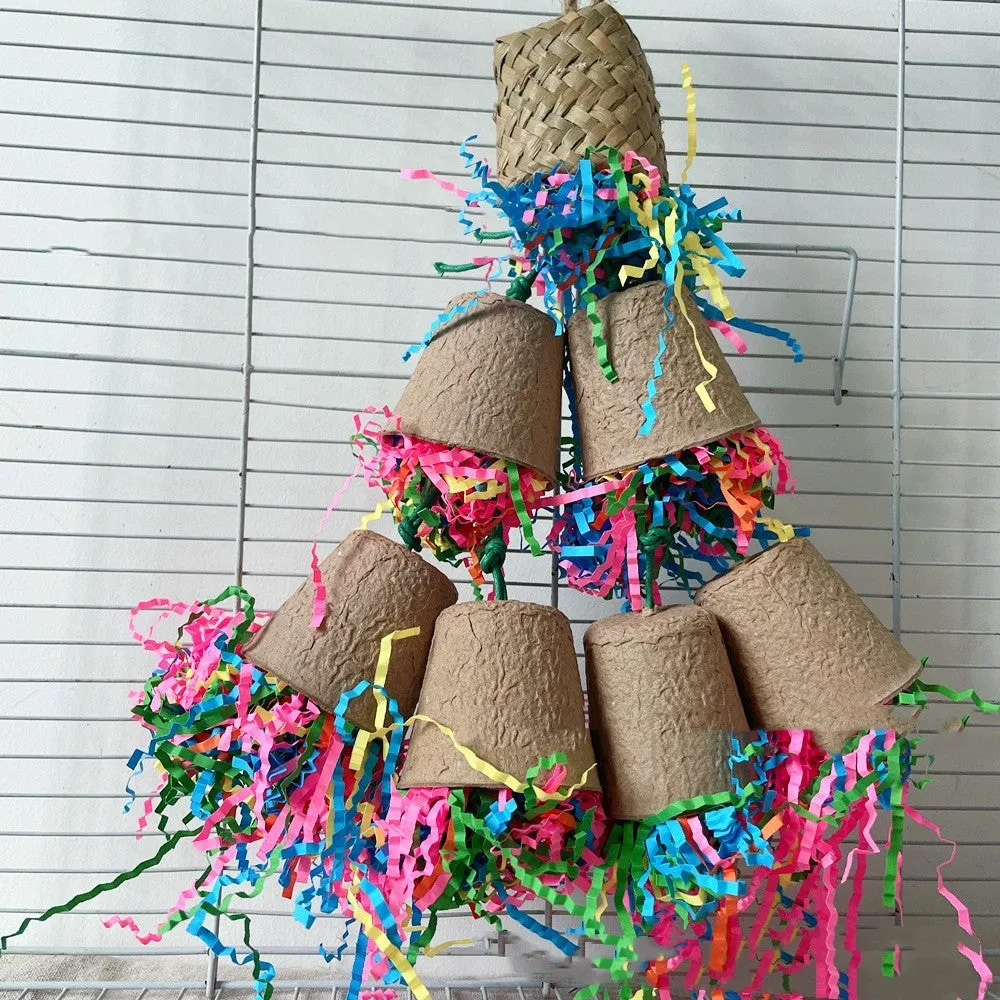 Parrot paper cup palm weaving gnawing toy hanging in bird cage
