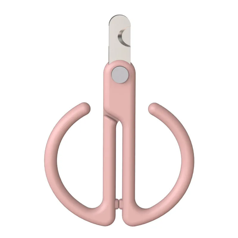 Grey cat nail clippers with ABS handle and 3CR13 blade on a light background